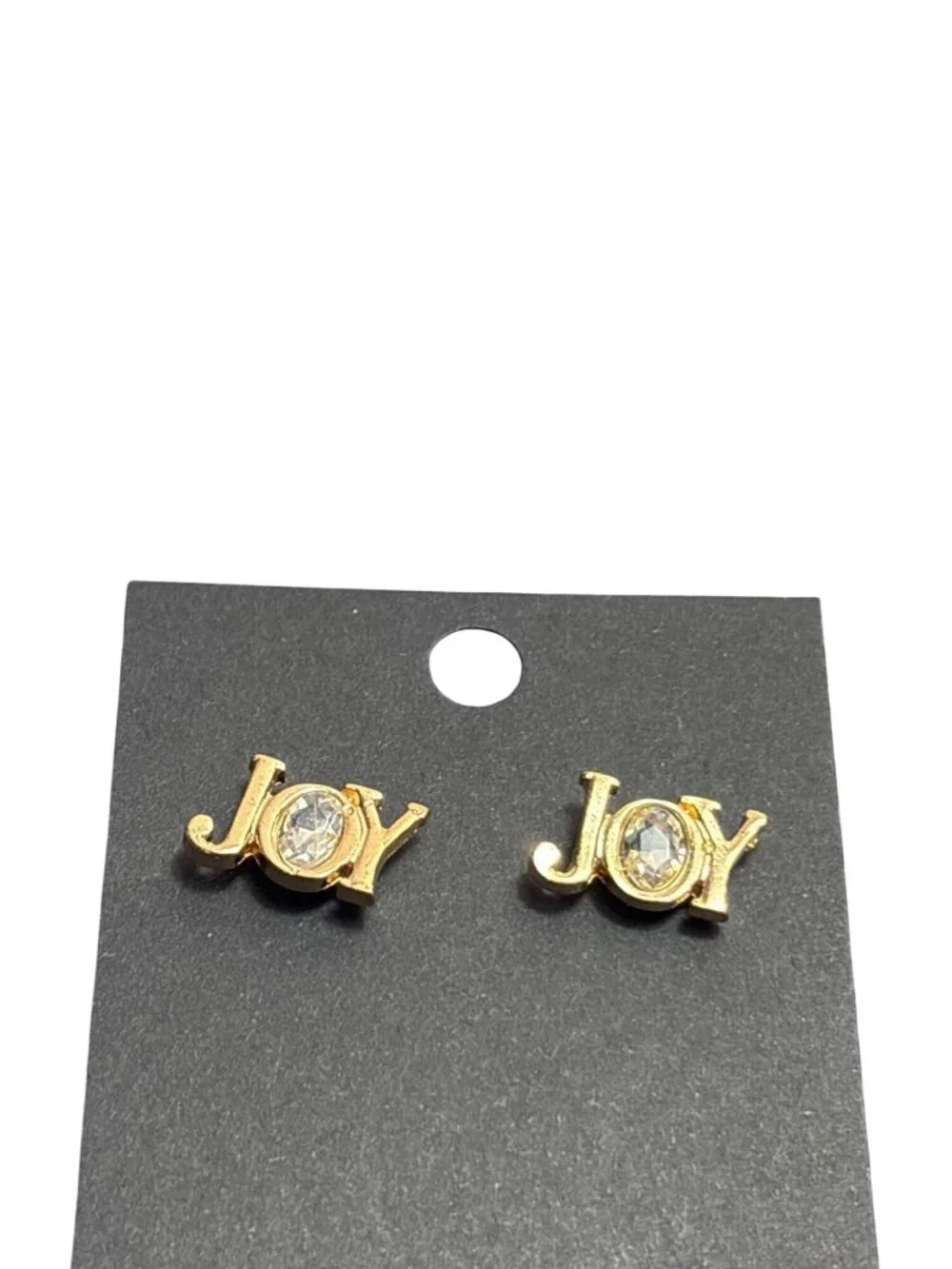 Joy Goldtone Clear Rhinestone Stud Earrings .5 inch